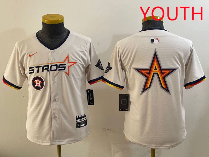Youth Houston Astros Blank Cream three generations Joint Name 2025 Nike MLB Jersey style 4148->youth mlb jersey->Youth Jersey